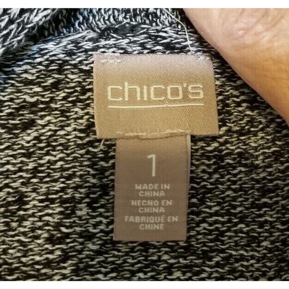 Chicos Career Casual Gray/Black Cardigan Open Front Long Slvs Sweater Sz 1 (M/8) - Picture 5 of 7